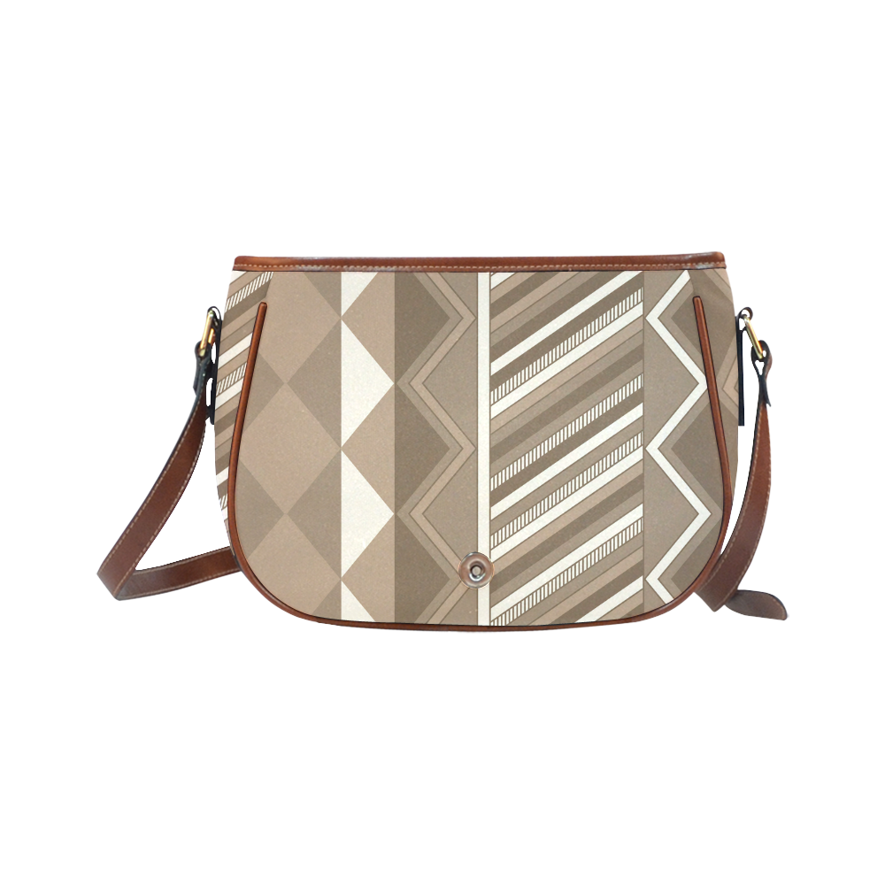 Beige Harlequin Geometric by ArtformDesigns Saddle Bag/Small (Model 1649) Full Customization