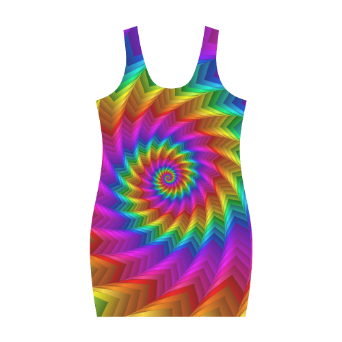 Psychedelic Rainbow Spiral Fractal Medea Vest Dress (Model D06)