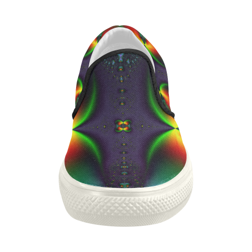 Goodnight Sunset Fractal Abstract Women's Slip-on Canvas Shoes (Model 019)
