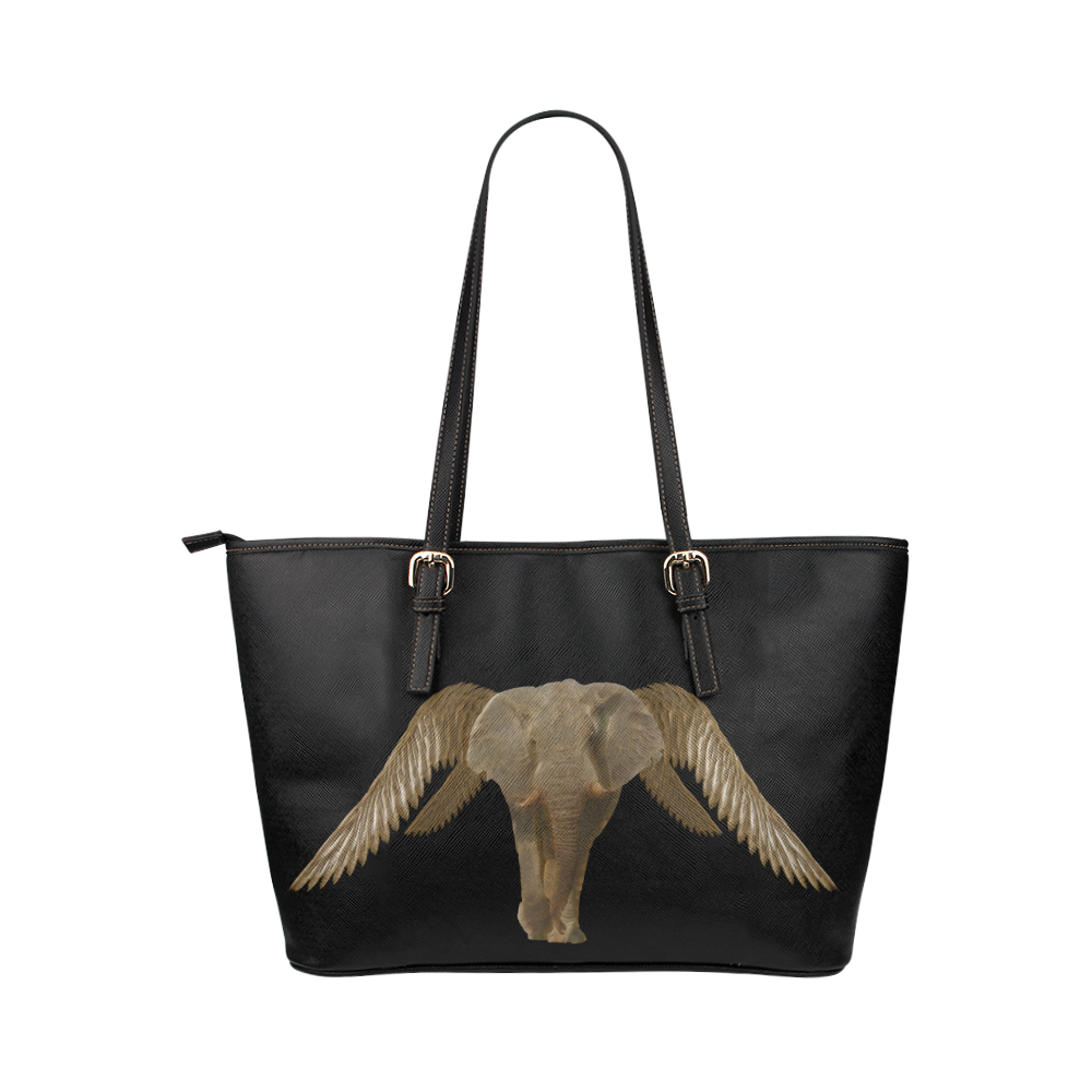 The Flying Elephant Leather Tote Bag/Large (Model 1651)