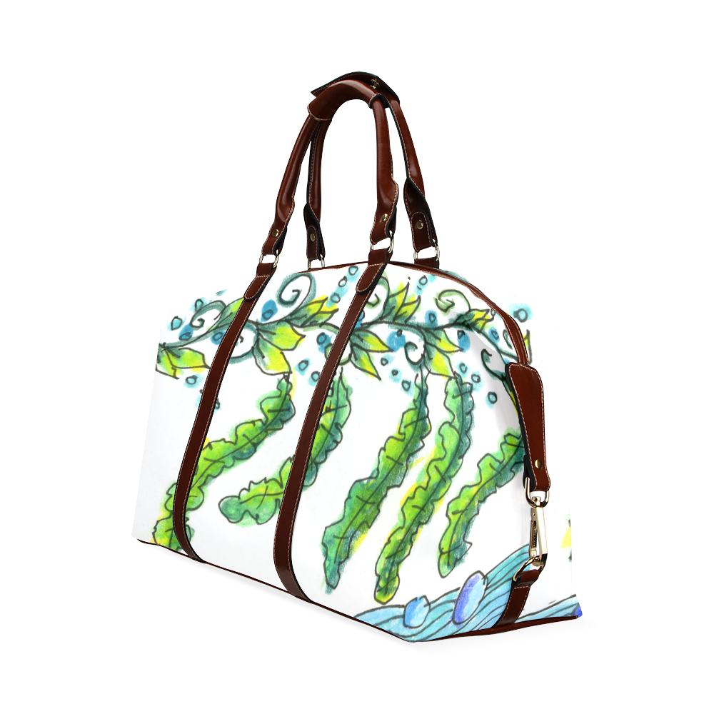 Abstract Blue Green Flowers Vines River Zendoodle Classic Travel Bag (Model 1643)