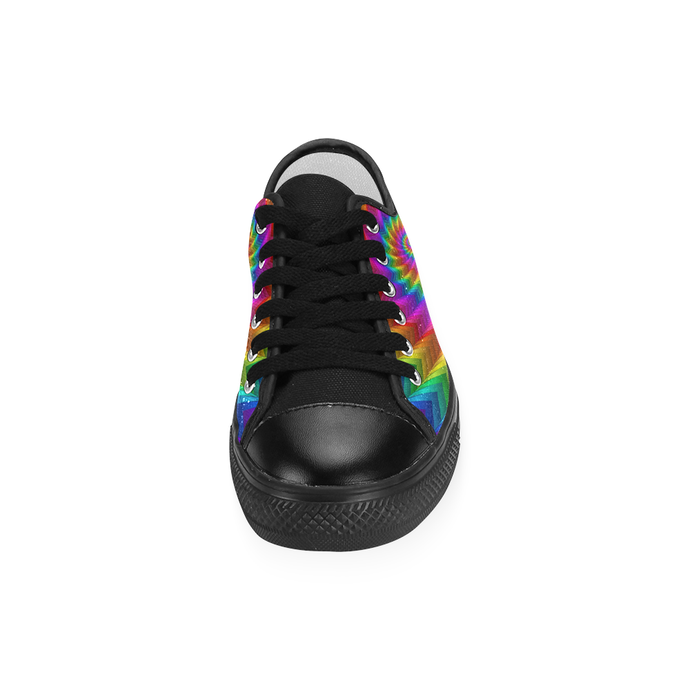 Psychedelic Rainbow Spiral Fractal Women's Classic Canvas Shoes (Model 018)