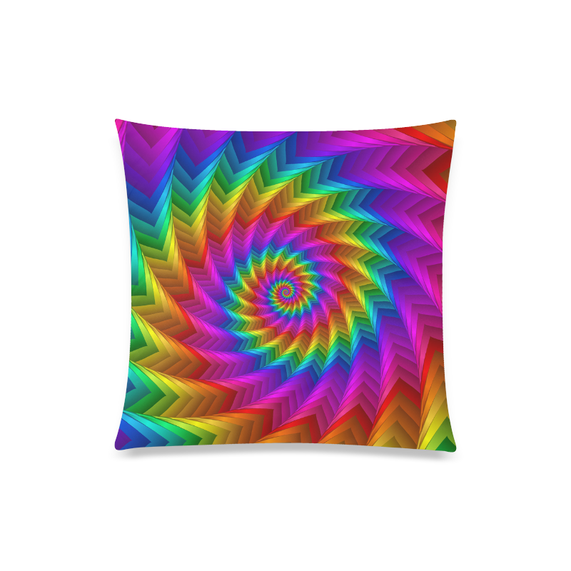 Psychedelic Rainbow Spiral Fractal Custom Zippered Pillow Case 20"x20"(Twin Sides)