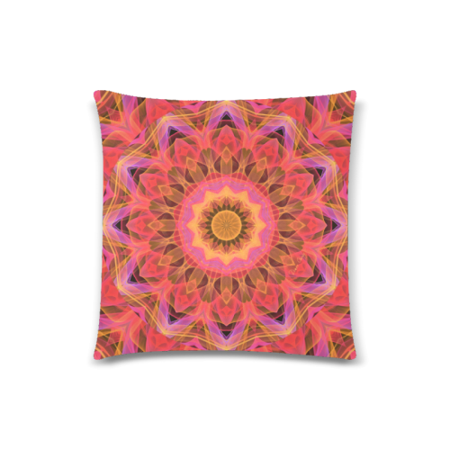Abstract Peach Violet Mandala Ribbon Candy Lace Custom Zippered Pillow Case 18"x18" (one side)