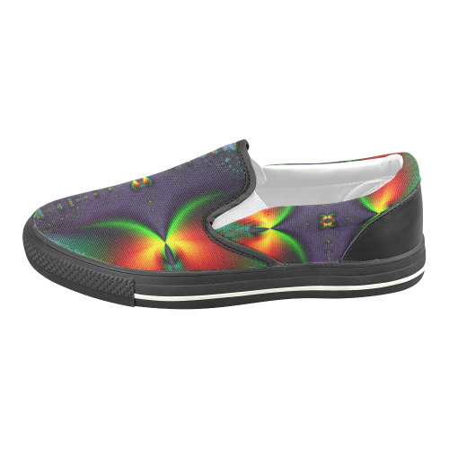 Goodnight Sunset Fractal Abstract Men's Unusual Slip-on Canvas Shoes (Model 019)