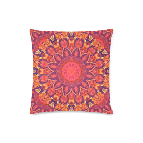 Sunburst, Abstract Peach Cream Orange Star Quilt Custom Zippered Pillow Case 16"x16"(Twin Sides)