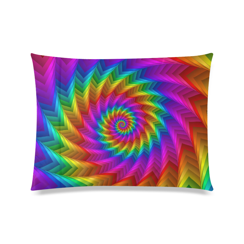Psychedelic Rainbow Spiral Fractal Custom Zippered Pillow Case 20"x26"(Twin Sides)