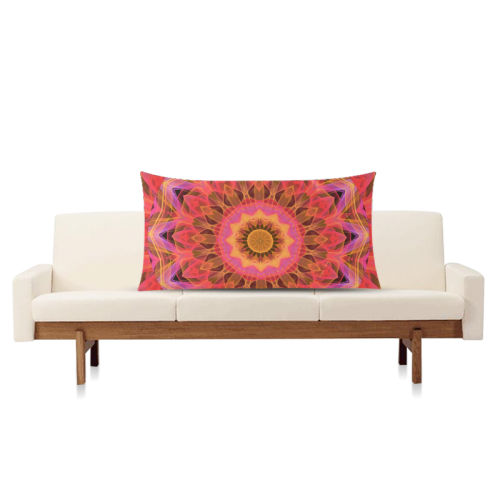 Abstract Peach Violet Mandala Ribbon Candy Lace Rectangle Pillow Case 20"x36"(Twin Sides)