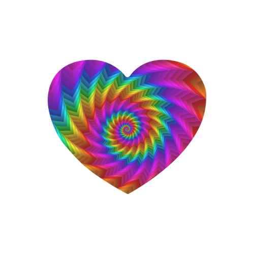 Psychedelic Rainbow Spiral Fractal Heart-shaped Mousepad