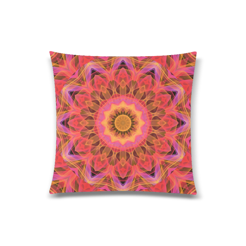 Abstract Peach Violet Mandala Ribbon Candy Lace Custom Zippered Pillow Case 20"x20"(Twin Sides)