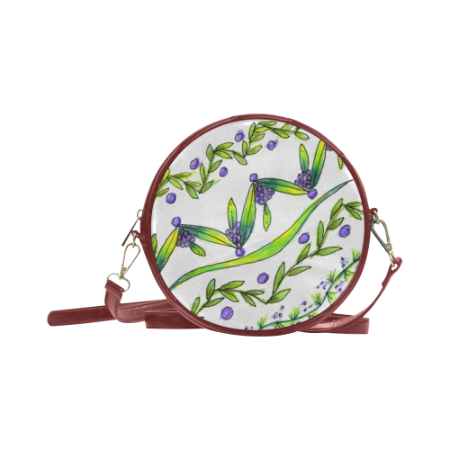 Dancing Green, Purple Vines, Grapes Zendoodle Round Sling Bag (Model 1647)