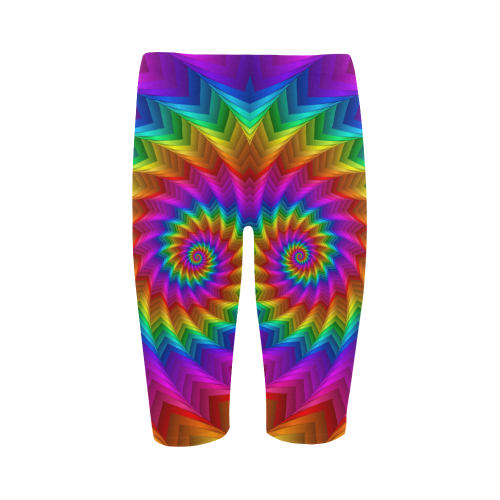 Psychedelic Rainbow Spiral Fractal Hestia Cropped Leggings (Model L03)