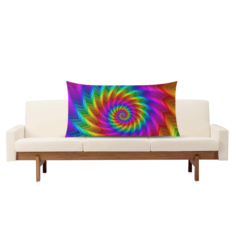 Psychedelic Rainbow Spiral Fractal Rectangle Pillow Case 20"x36"(Twin Sides)