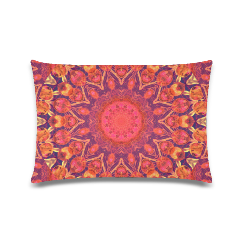 Sunburst, Abstract Peach Cream Orange Star Quilt Custom Zippered Pillow Case 16"x24"(Twin Sides)