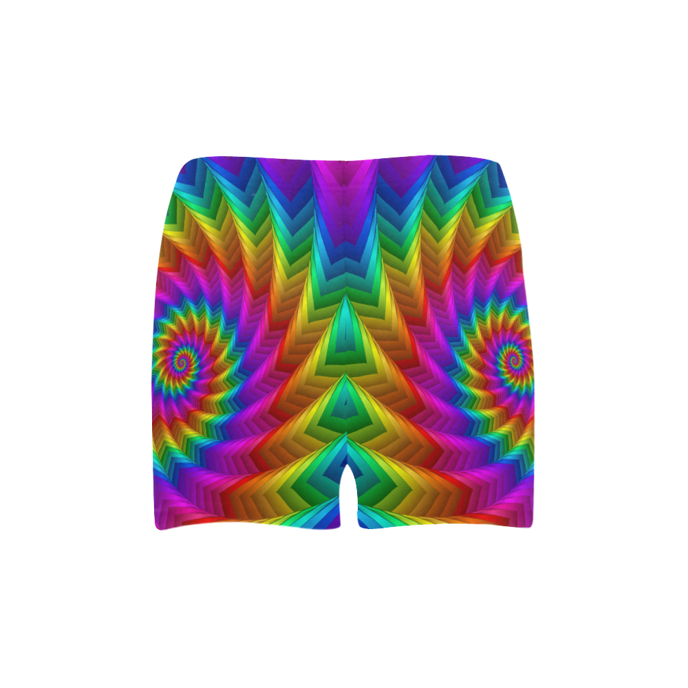 Psychedelic Rainbow Spiral Fractal Briseis Skinny Shorts (Model L04)