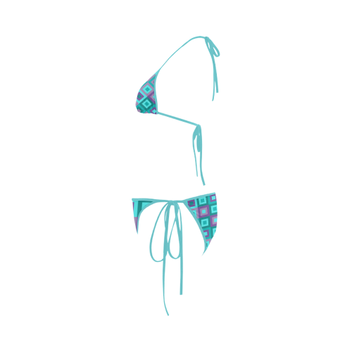 Teal and Purple Retro Geometric by ArtformDesigns Custom Bikini Swimsuit