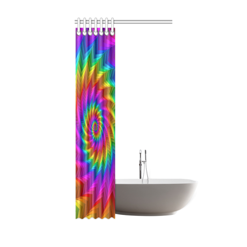 Psychedelic Rainbow Spiral Fractal Shower Curtain 36"x72"