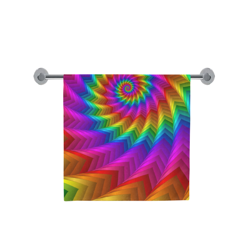 Psychedelic Rainbow Spiral Fractal Bath Towel 30"x56"