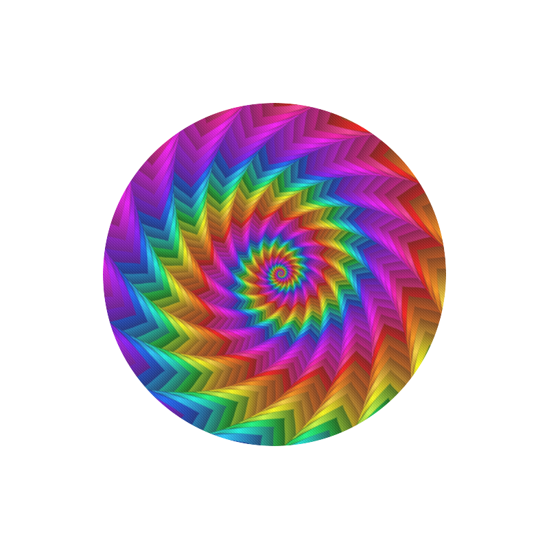 Psychedelic Rainbow Spiral Fractal Round Mousepad