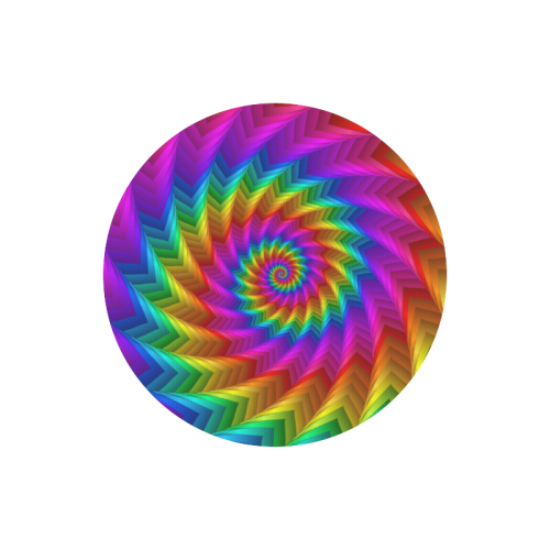 Psychedelic Rainbow Spiral Fractal Round Mousepad