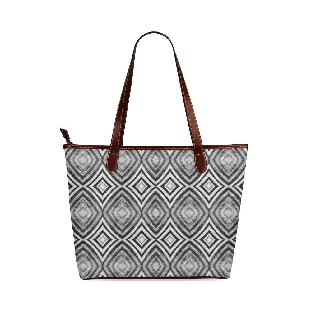 black and white diamond pattern Shoulder Tote Bag (Model 1646)