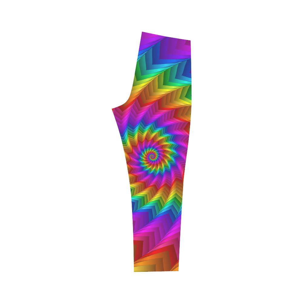 Psychedelic Rainbow Spiral Fractal Capri Legging (Model L02)