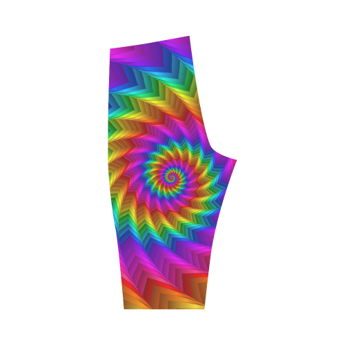 Psychedelic Rainbow Spiral Fractal Hestia Cropped Leggings (Model L03)