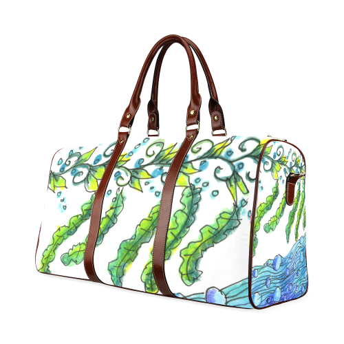 Abstract Blue Green Flowers Vines River Zendoodle Waterproof Travel Bag/Small (Model 1639)