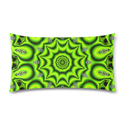 Spring Lime Green Garden Mandala, Abstract Spirals Rectangle Pillow Case 20"x36"(Twin Sides)