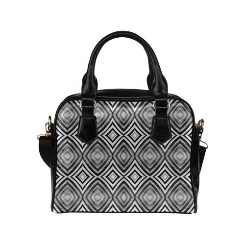 black and white diamond pattern Shoulder Handbag (Model 1634)
