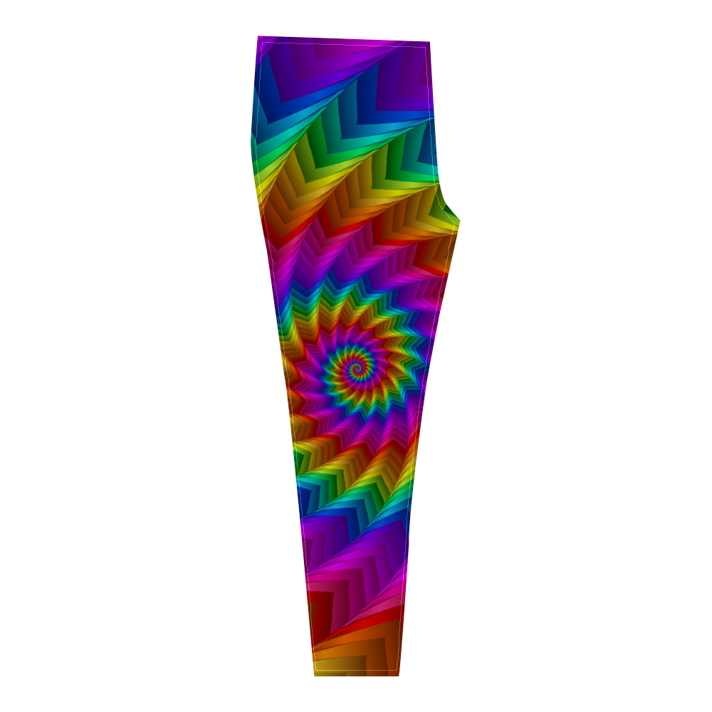 Psychedelic Rainbow Spiral Fractal Cassandra Women's Leggings (Model L01)