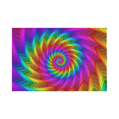 Psychedelic Rainbow Spiral Fractal Cotton Linen Wall Tapestry 90"x 60"