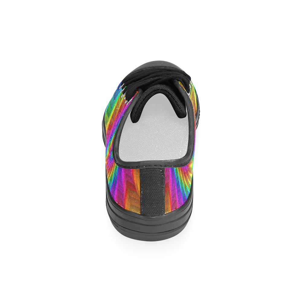 Psychedelic Rainbow Spiral Fractal Women's Classic Canvas Shoes (Model 018)