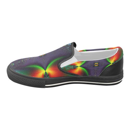 Goodnight Sunset Fractal Abstract Men's Unusual Slip-on Canvas Shoes (Model 019)