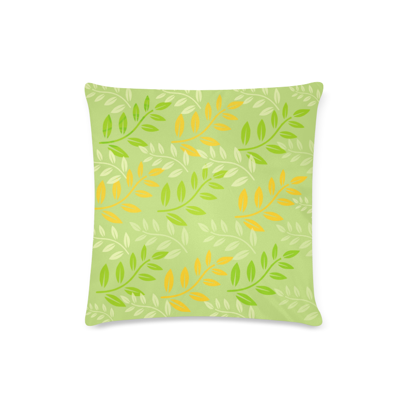 Green sage and orange floral pattern Custom Zippered Pillow Case 16"x16"(Twin Sides)