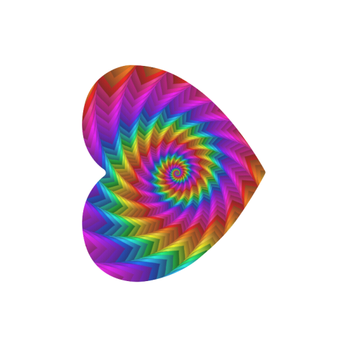 Psychedelic Rainbow Spiral Fractal Heart-shaped Mousepad