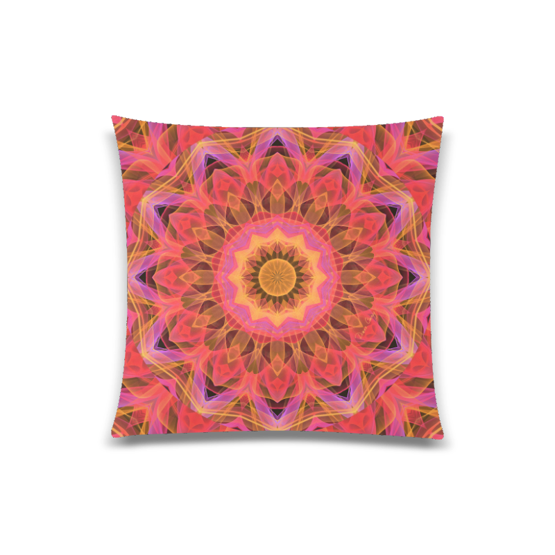 Abstract Peach Violet Mandala Ribbon Candy Lace Custom Zippered Pillow Case 20"x20"(One Side)