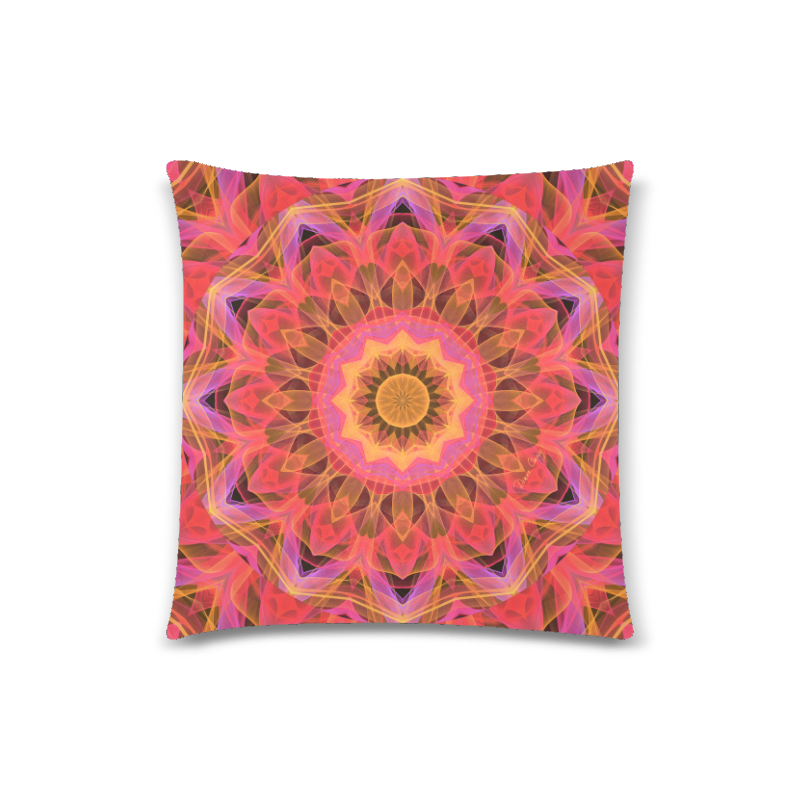 Abstract Peach Violet Mandala Ribbon Candy Lace Custom Zippered Pillow Case 18"x18"(Twin Sides)