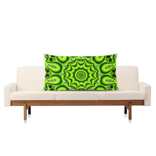 Spring Lime Green Garden Mandala, Abstract Spirals Rectangle Pillow Case 20"x36"(Twin Sides)