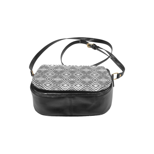 black and white diamond pattern Classic Saddle Bag/Small (Model 1648)
