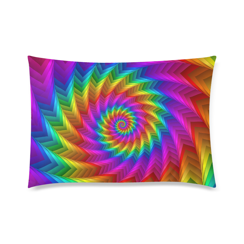 Psychedelic Rainbow Spiral Fractal Custom Zippered Pillow Case 20"x30" (one side)