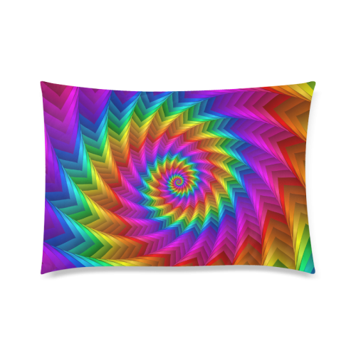 Psychedelic Rainbow Spiral Fractal Custom Zippered Pillow Case 20"x30" (one side)