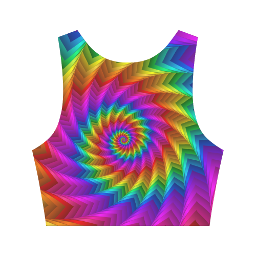 Psychedelic Rainbow Spiral Fractal Women's Crop Top (Model T42)