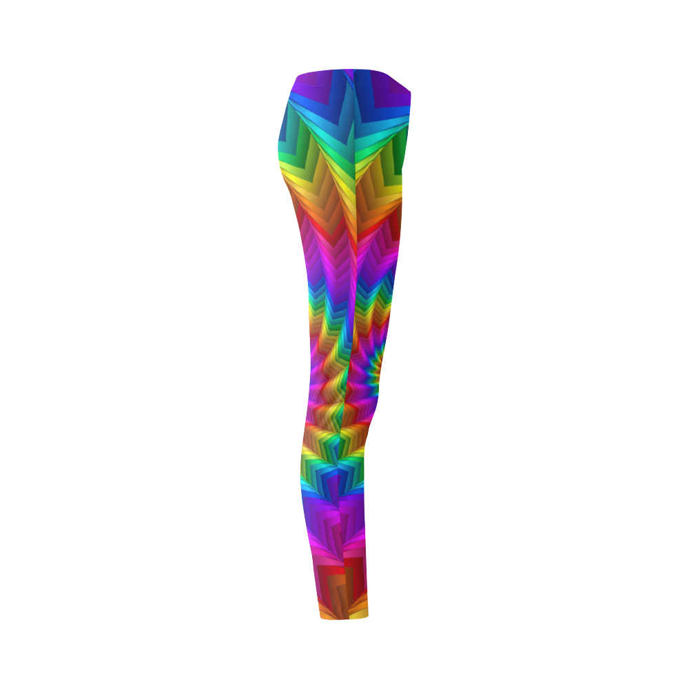 Psychedelic Rainbow Spiral Fractal Cassandra Women's Leggings (Model L01)