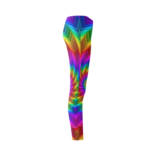 Psychedelic Rainbow Spiral Fractal Cassandra Women's Leggings (Model L01)