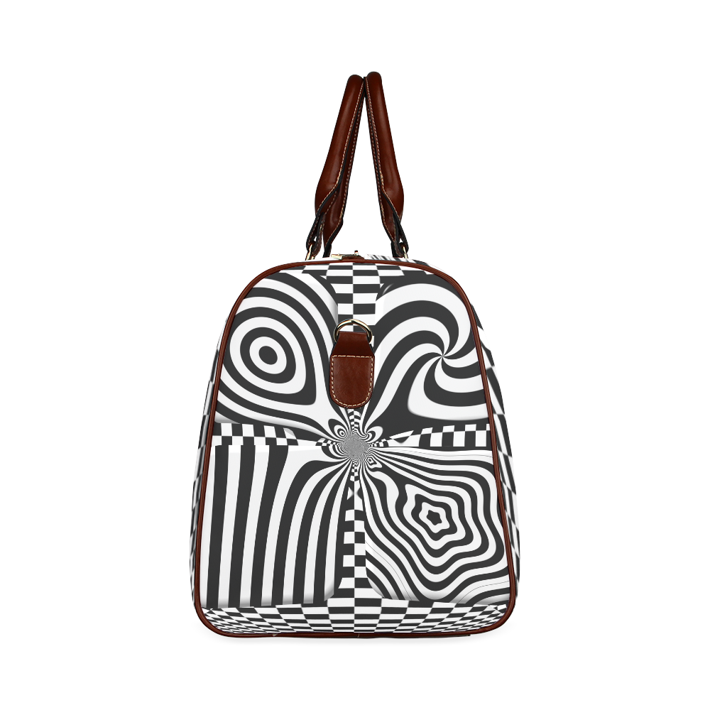Op Art Black White Waterproof Travel Bag/Small (Model 1639)