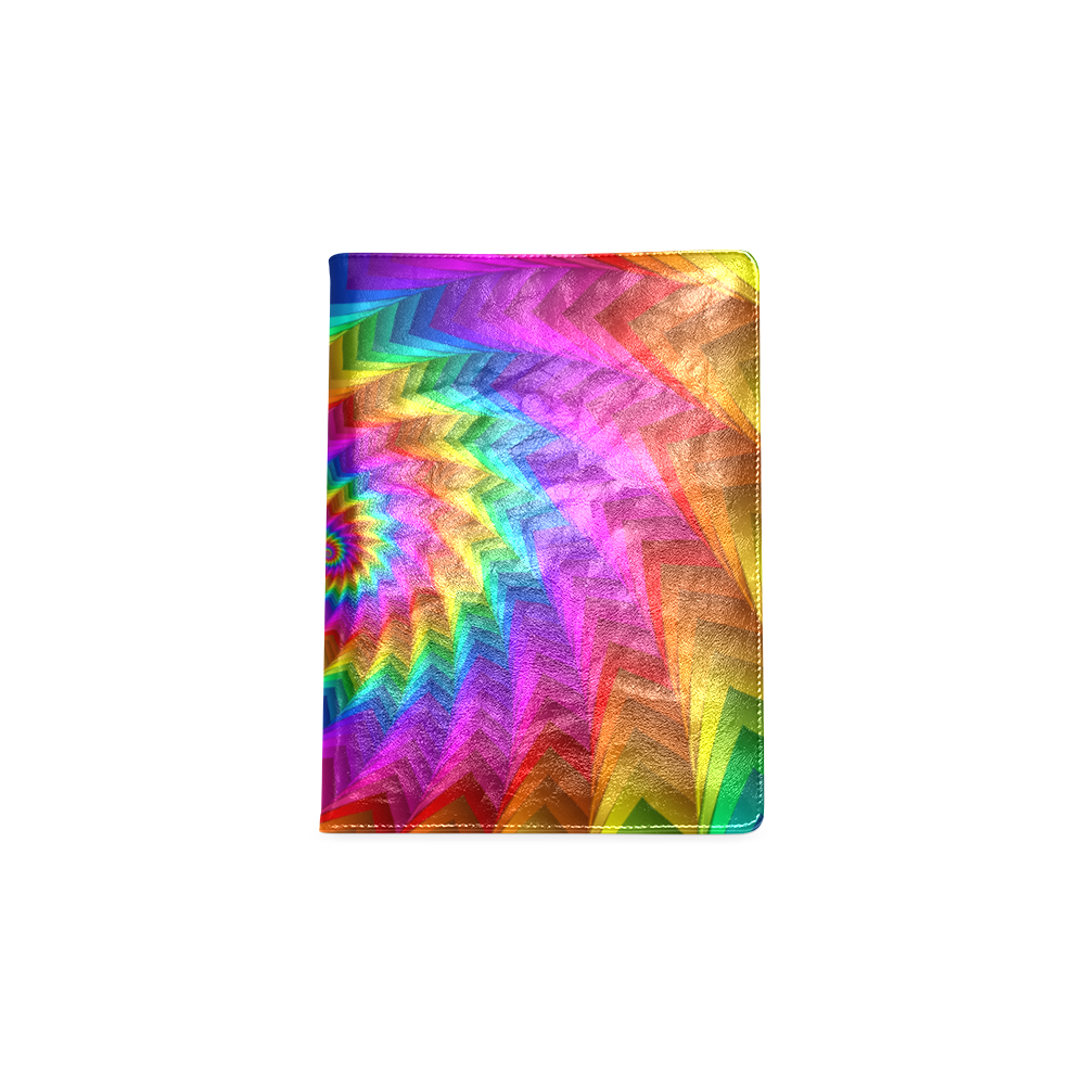 Psychedelic Rainbow Spiral Fractal Custom NoteBook B5