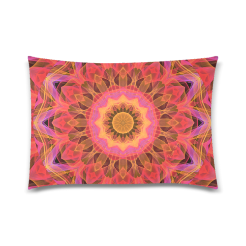 Abstract Peach Violet Mandala Ribbon Candy Lace Custom Zippered Pillow Case 20"x30"(Twin Sides)