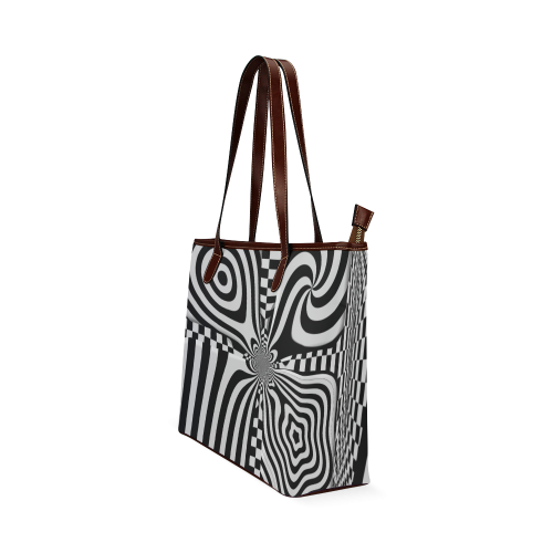 Op Art Black White Shoulder Tote Bag (Model 1646)