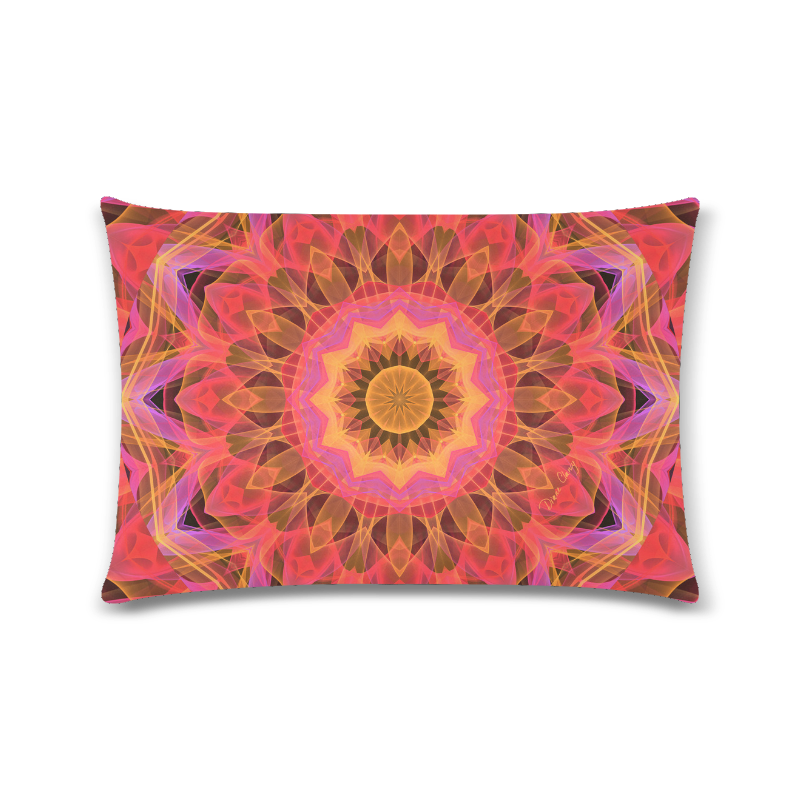 Abstract Peach Violet Mandala Ribbon Candy Lace Custom Rectangle Pillow Case 16"x24" (one side)